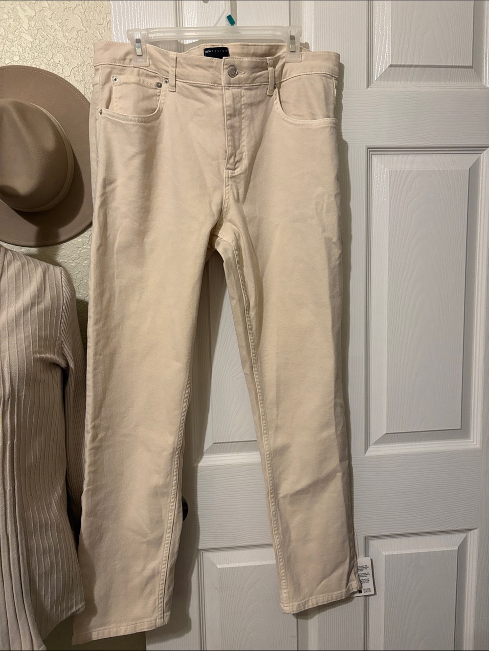 Cream Slim Straight Jeans
